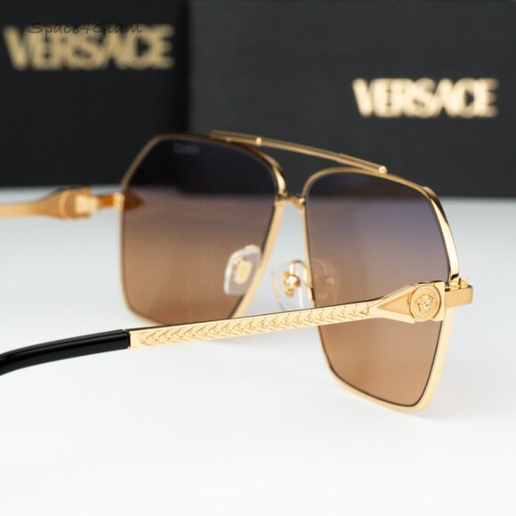 Versace Women Sunglasses Gold Gradient Violet Pilot VE2284 1002EL NEW AUTHENTIC